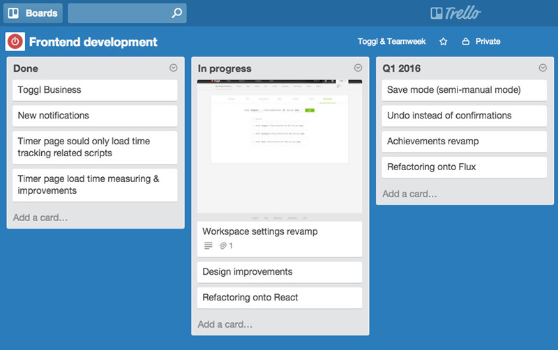 Agile development workflow in Trello