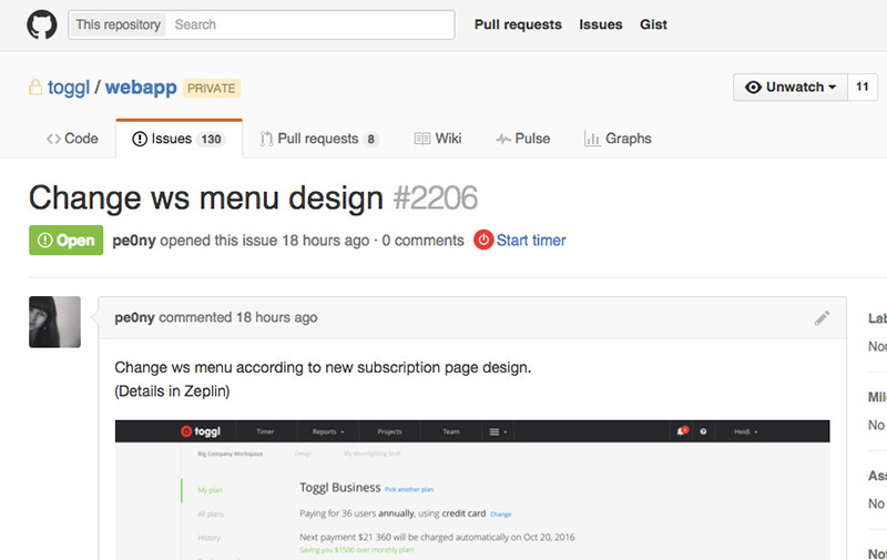 GitHub issue view