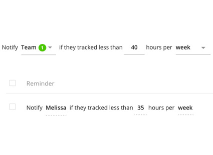 Setting timesheet tracking reminders in Toggl Track Premium