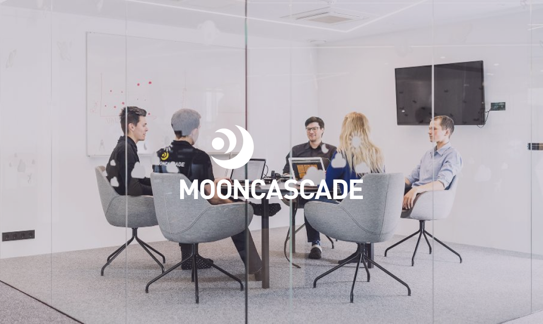 Mooncascade meeting in an office