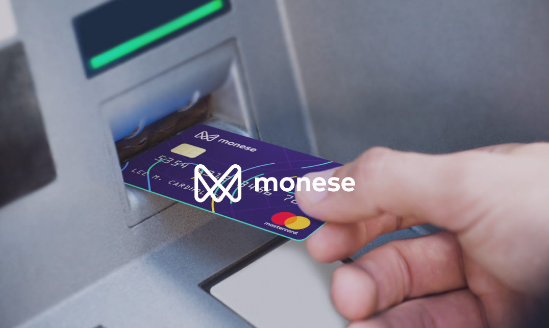 Monese debit card in cash machine