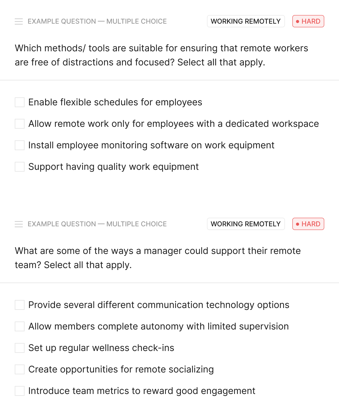 working remotely skills test question on toggl hire