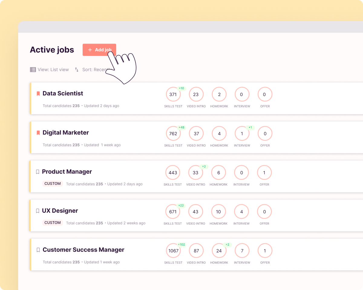Add a job with Toggl Hire's 100+ ready made job templates