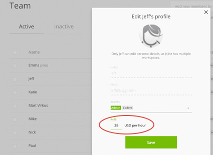 Assign custom hourly rates to employees