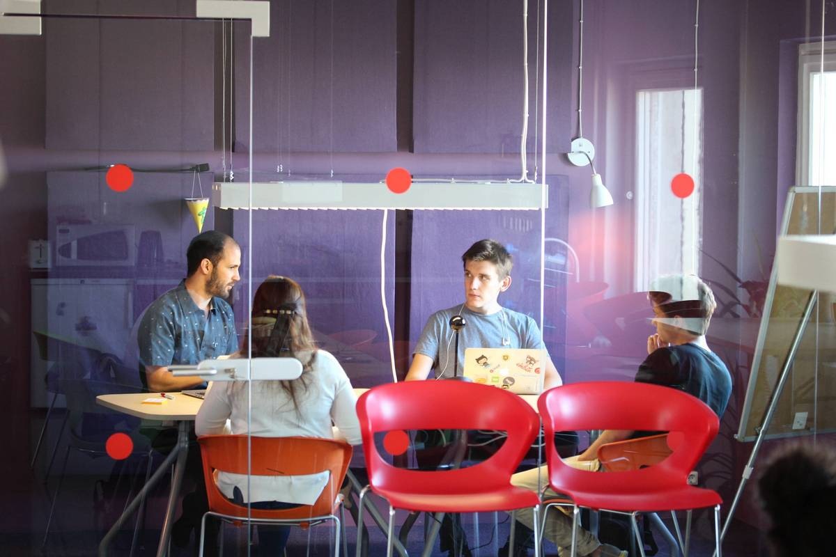 Team having a meeting in an office