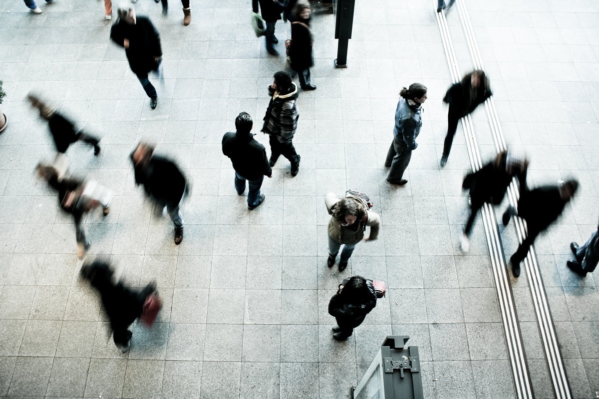 People walking in building