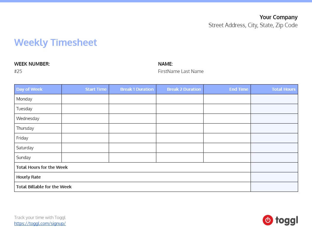 Google Sheets Time Sheet Templates