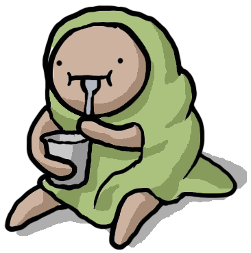 Character in a burrito blanket