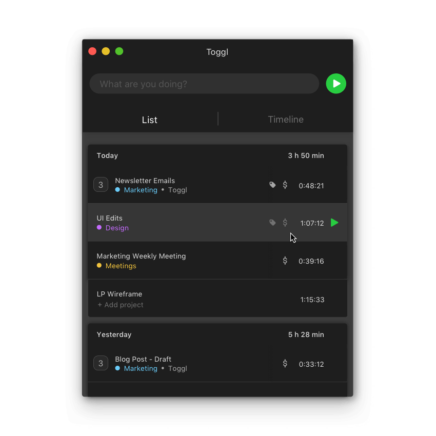 Dark mode Linux time clock