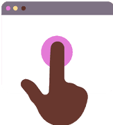 Illustration of a hand touching a button on a web browser