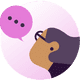 Icon of a human with a speech bubble