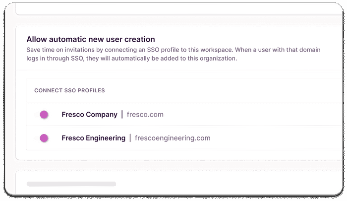 Screenshot of automatic user creation with SSO