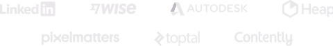 Company logos: Pixelmatters, LinkedIn, Wise, Autodesk, Toptal, Contently, Heap