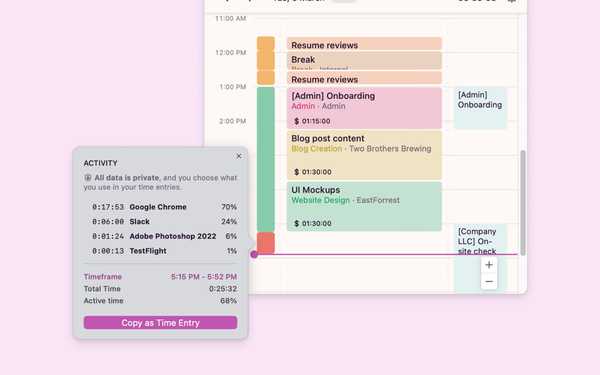 Automatic time tracking with Toggl Track desktop apps