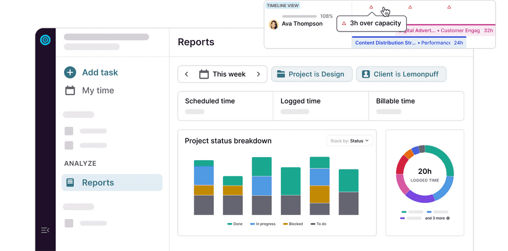 Screen of web app with reports