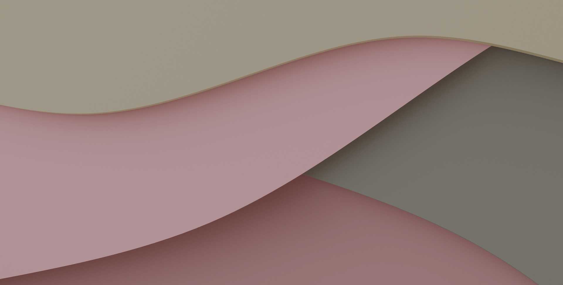Abstract rendering of overlapping pink, green and beige waves resembling a flow
