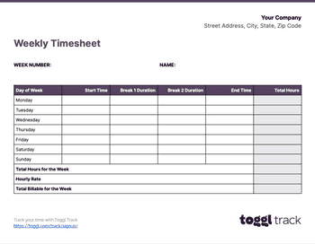 blank billable hours spreadsheet