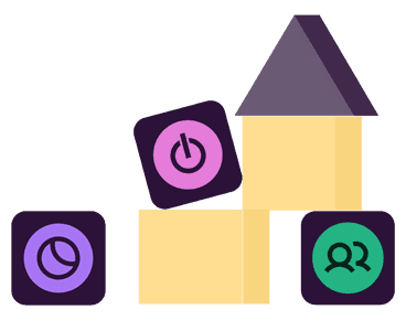 Playground blocks, where three of them are the Toggl tools: Toggl Track, Plan and Hire