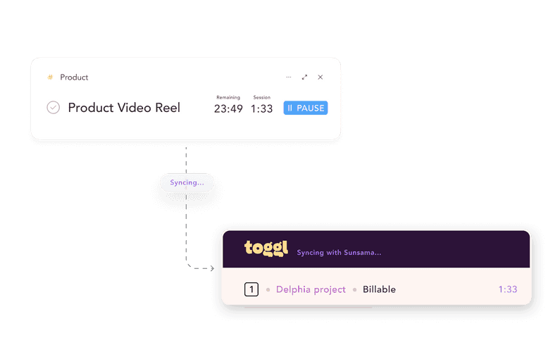 Screenshot of Sunsama app that works with Toggl Track