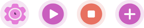 Automated, play, stop and addition icons