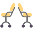 Illustration of two office chairs back to back