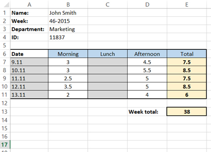 How to Create A Simple Excel Timesheet