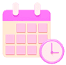 A 3D illustration of a calendar and a clock