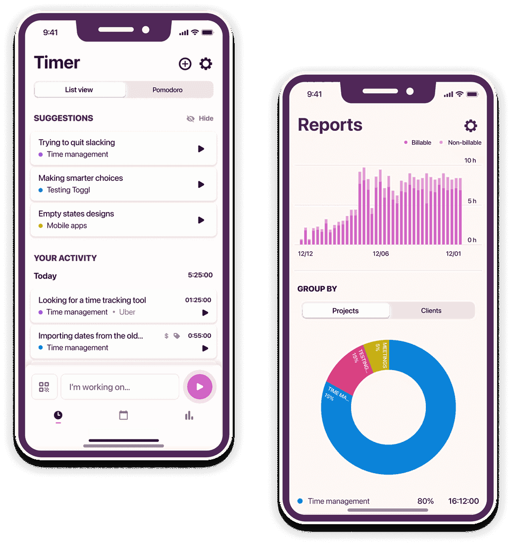 iOS Toggl Track apps