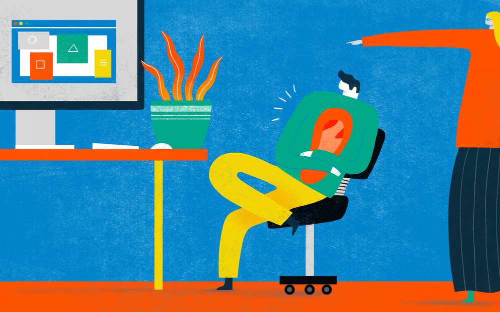 Illustration of two people in an office space