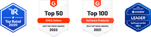 Badges Toggl Track has earned, including Top 100 Software Products