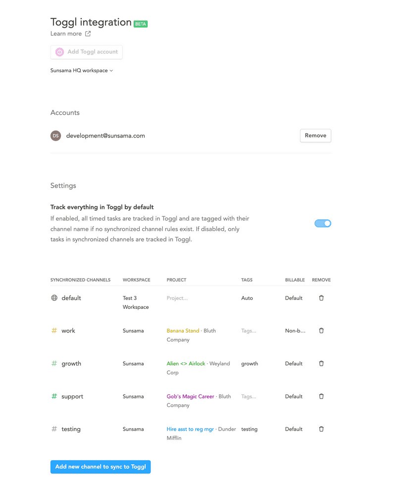 Screenshot of Sunsama app that works with Toggl Track