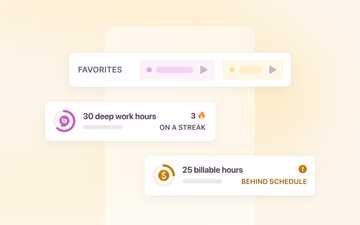 Screenshots of the Favorites and Goals features in Toggl Track