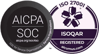 Security badges: ISO 27001 certification and SOC 2 Type 1 compliance