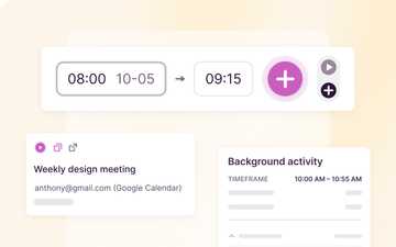 Screenshots of various time tracking methods in Toggl Track