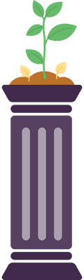 Pillar with a growing plant on it
