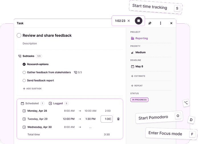 Time tracking options in Toggl 2.0