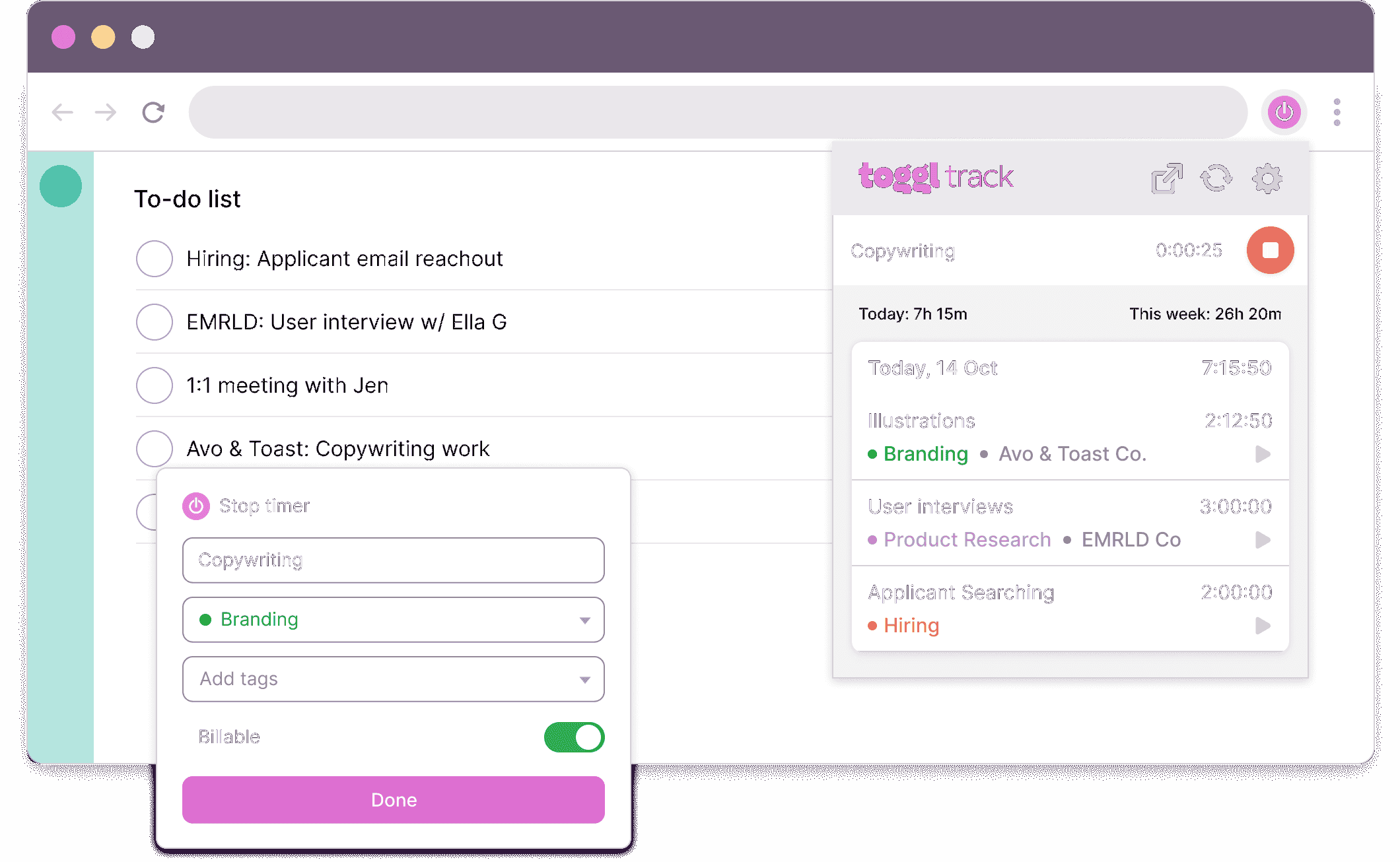 use toggl in mailbird