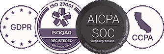 ISO-certified, SOC 2 Type 1, GDPR, CCPA badges
