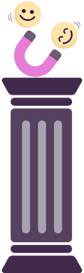 Illustration of a pillar with a magnet pulling smiling icons
