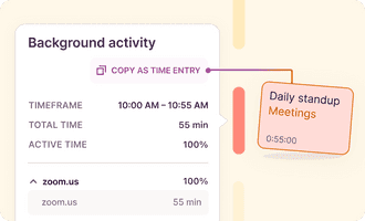 Snippet of a background tracking functionality with Toggl Track, allowing automated time tracking