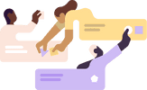 Illustration of humans in task cards rearranging items