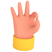 3D Illustration of a hand doing the OK sign
