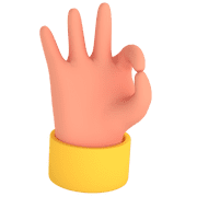 3D illustration of a hand giving the OK sign