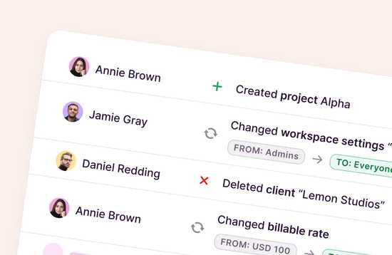 Screenshot of the new entities in audit log