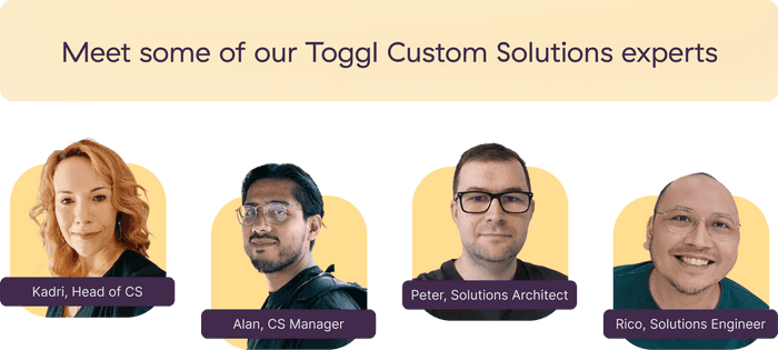 Some team members of the Toggl Custom Solutions team