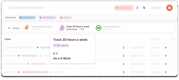Screenshot of Goals bar in the Timer page