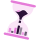 Icon of a sand timer, with sand flowing into a bar chart