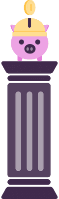 Illustration of a pillar with a piggybank wearing a helmet