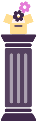 Illustration of a pillar with box and gears