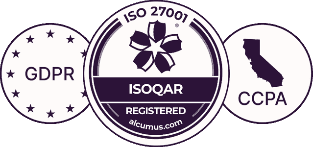 Toggl Track ISO 27001, GDPR and CCPA compliance badges